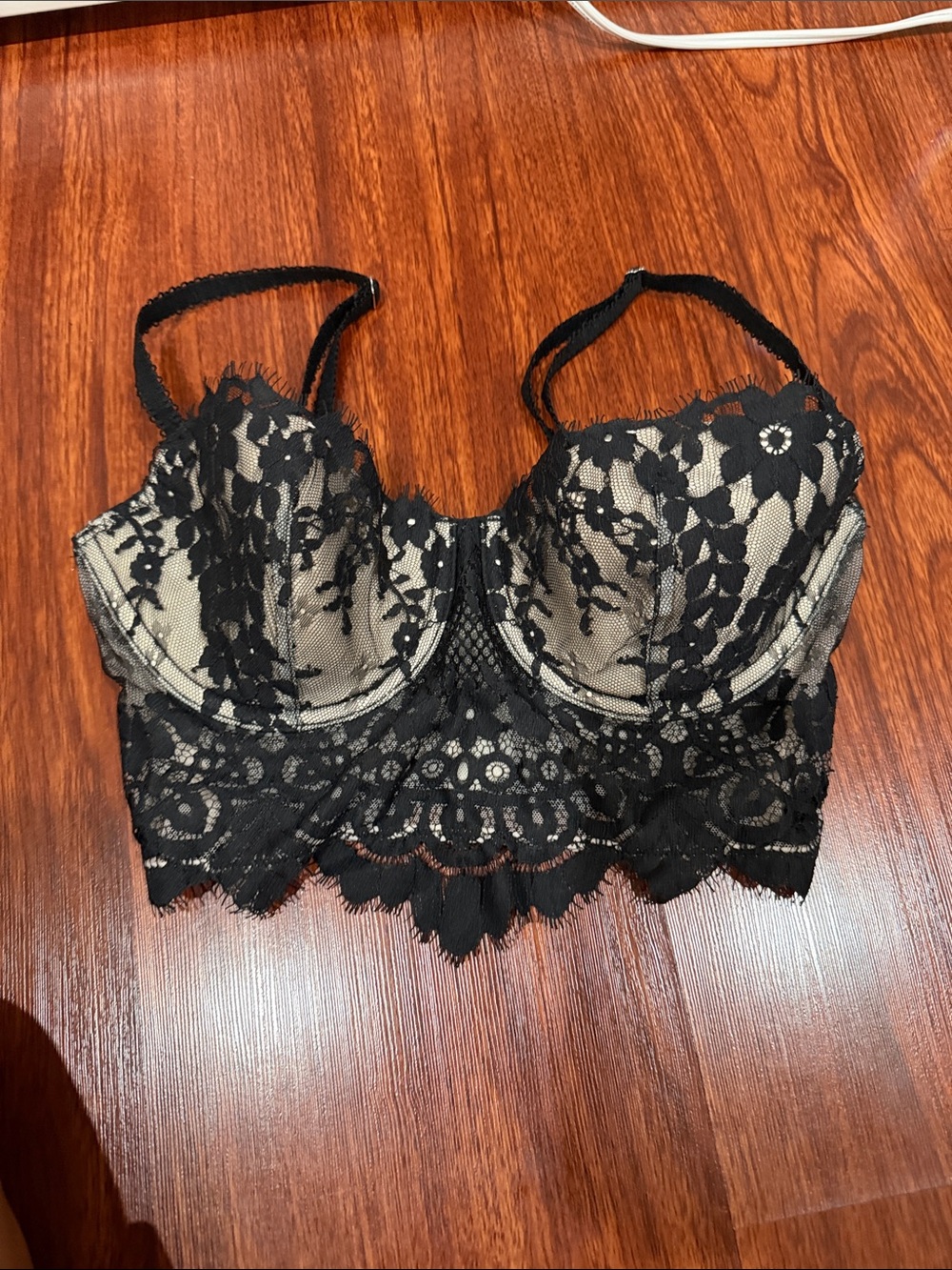 Victoria's Secret Black Lace Longline Bra